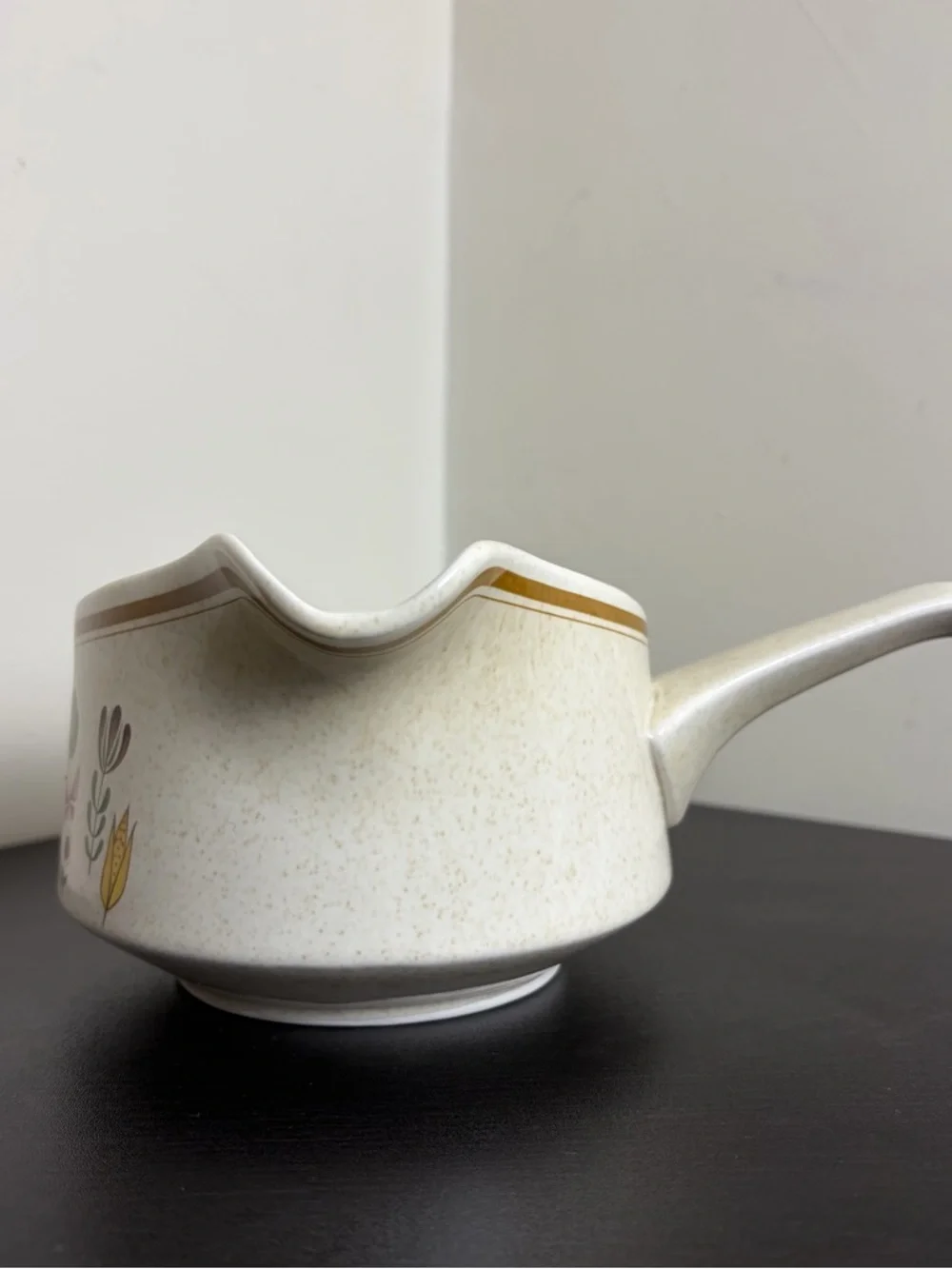 Vintage Temper-Ware Lenox Sprite Floral Gravy Boat Stoneware Warmer 70s Kitchen